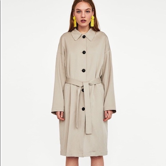 Zara Flowy Trench Coat - Picture 1 of 8